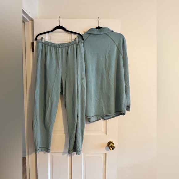 VTG Hot Cotton Marc Ware Women Lounge Set Sweatshirt Sweats Zip Blue 1X EUC - Picture 2 of 11